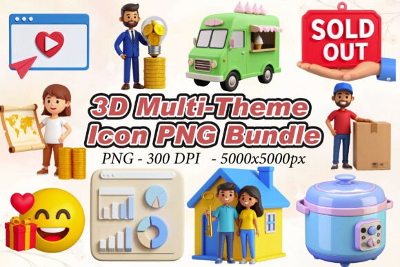 3D Multi-Theme Icon PNG Bundle: A Versatile Resource for Designers and Creators