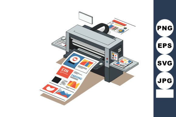 Printer Producing Colorful Infographic C