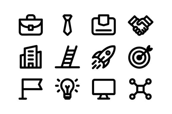 Startup Business Growth Icon Set EPS